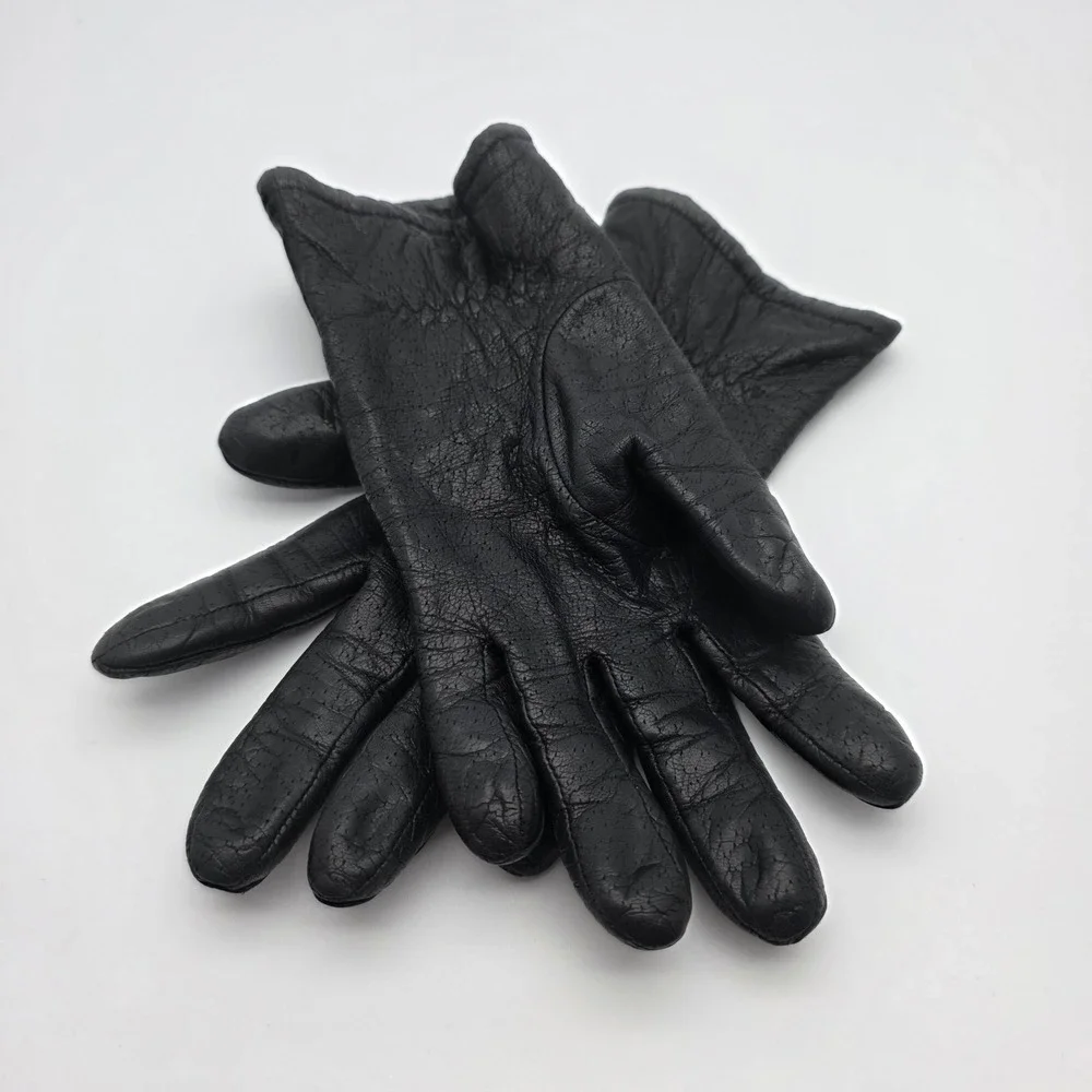 Fownes Vintage Leather Driving Gloves Women 7‎ Black Pebbled Classic Old Money